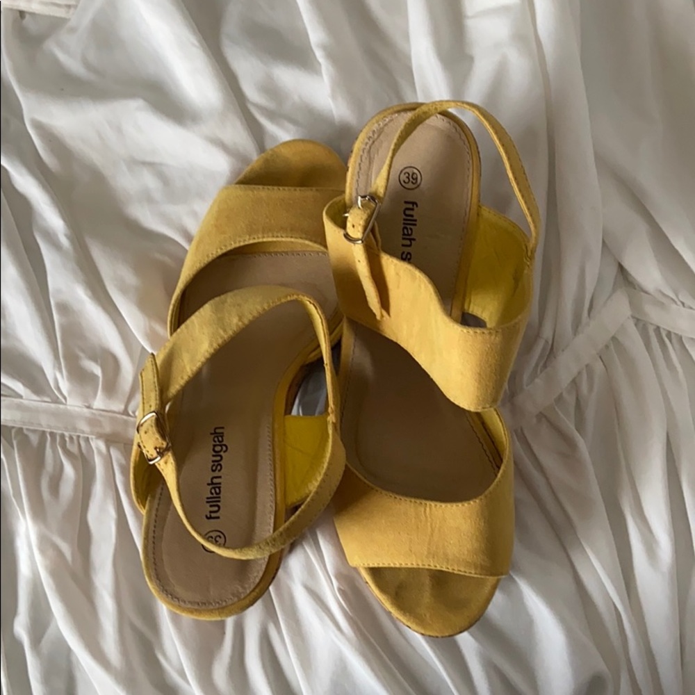Yellow Fullah Sugah platform heels